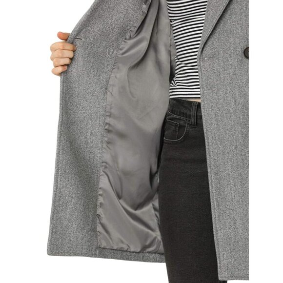 Allegra K Women's Notched Lapel Double Breasted Raglan Coat Small Grey NWT - Picture 4 of 5